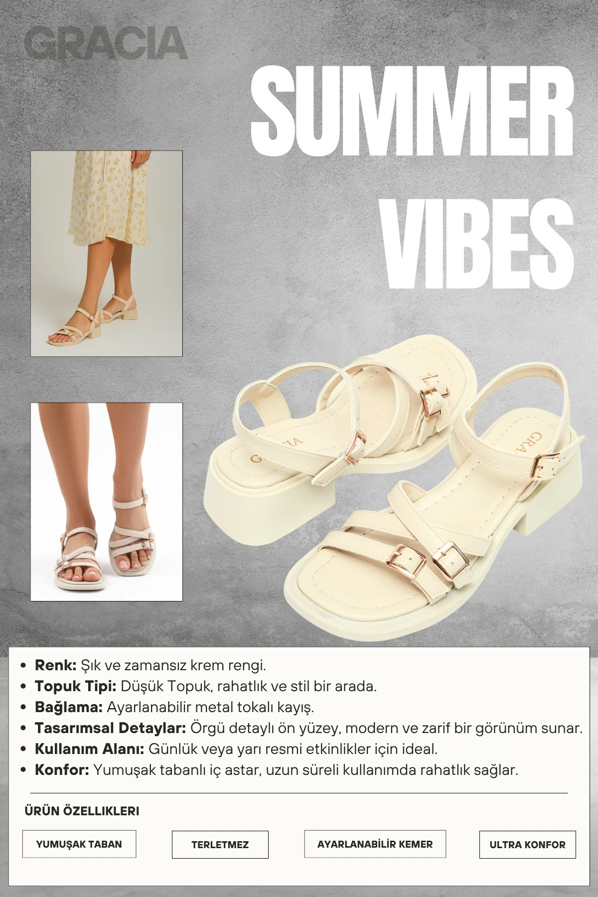 Kadın Yazlık Tokalı Sandalet düz Tabanlı Günlük Plaj Ofis Rahat Şık farklı renk ve model Ortepedik