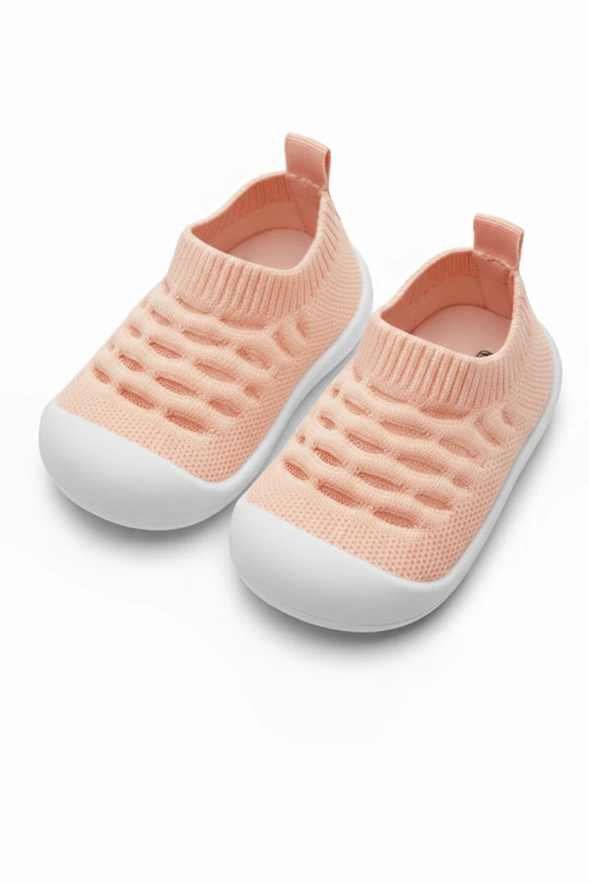 Bebek İlk Adım Örgü Ayakkabı Nefes Alabilir Kaymaz Tabanlı Ortopedik Yumuşak Renkli Patik Çocuk Kreş