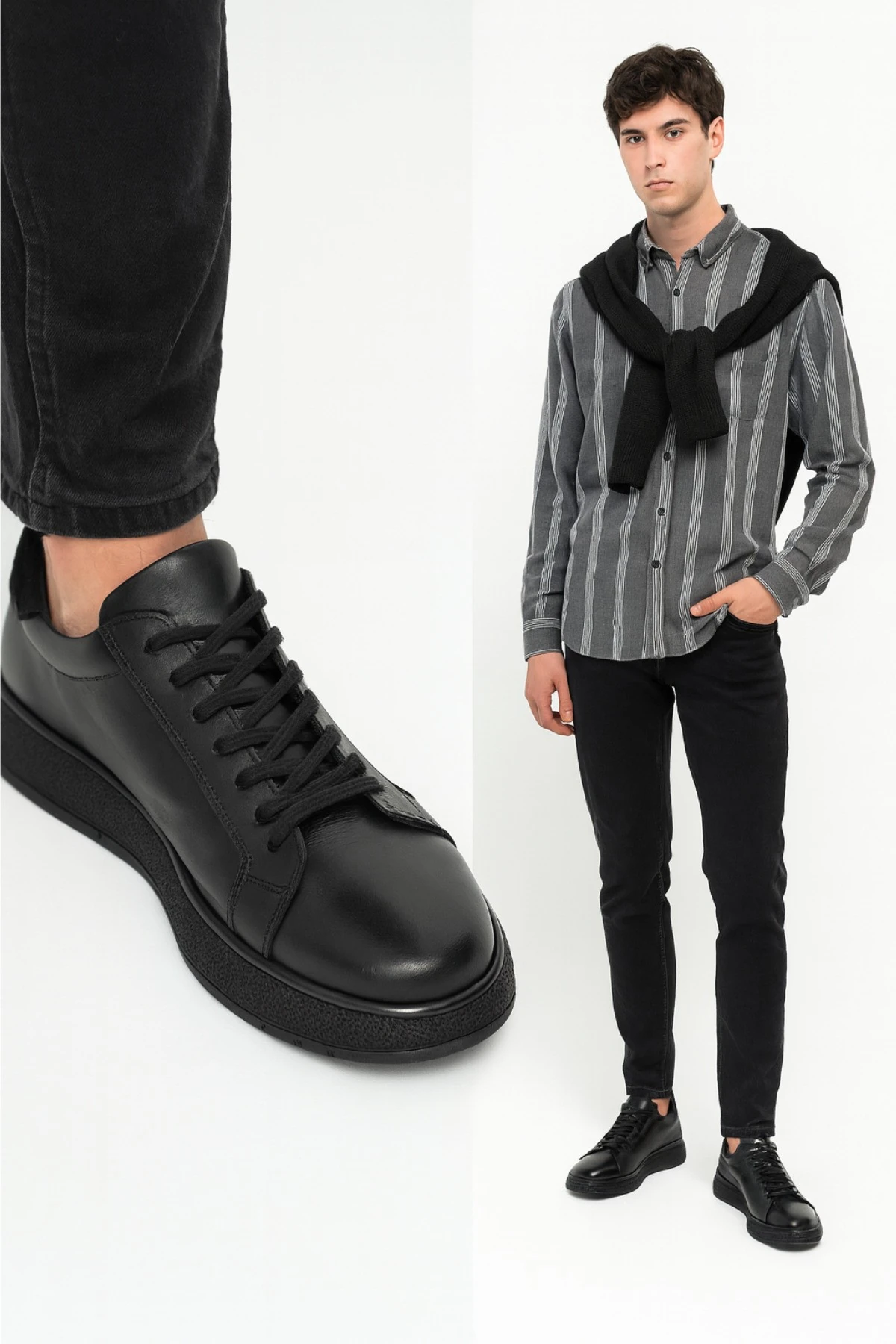 Erkek Sneakers Hakiki Deri Ayakkabı Rahat Tabanlı Günlük Ofis Ortopedik Kaymaz Okul Casual Şık