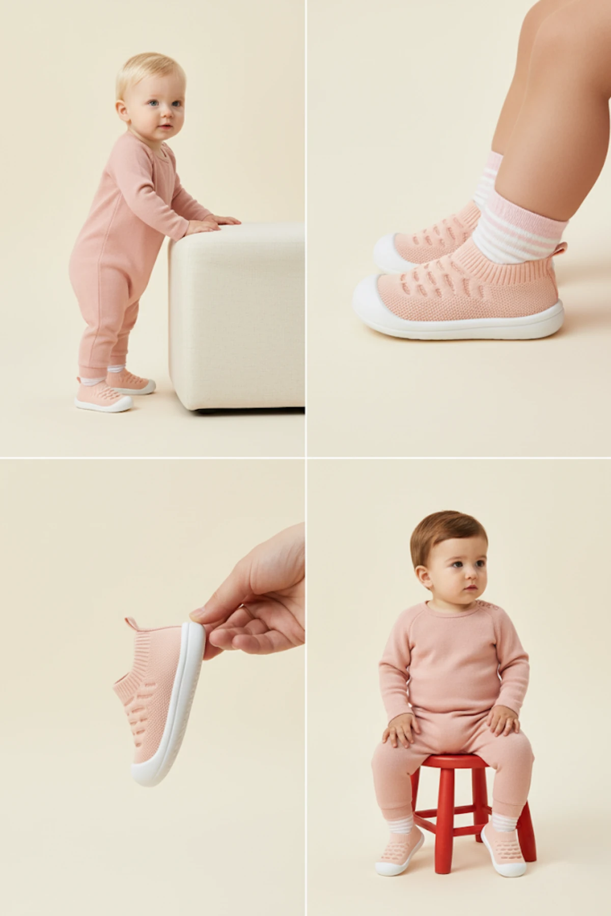 Bebek İlk Adım Örgü Ayakkabı Nefes Alabilir Kaymaz Tabanlı Ortopedik Yumuşak Renkli Patik Çocuk Kreş