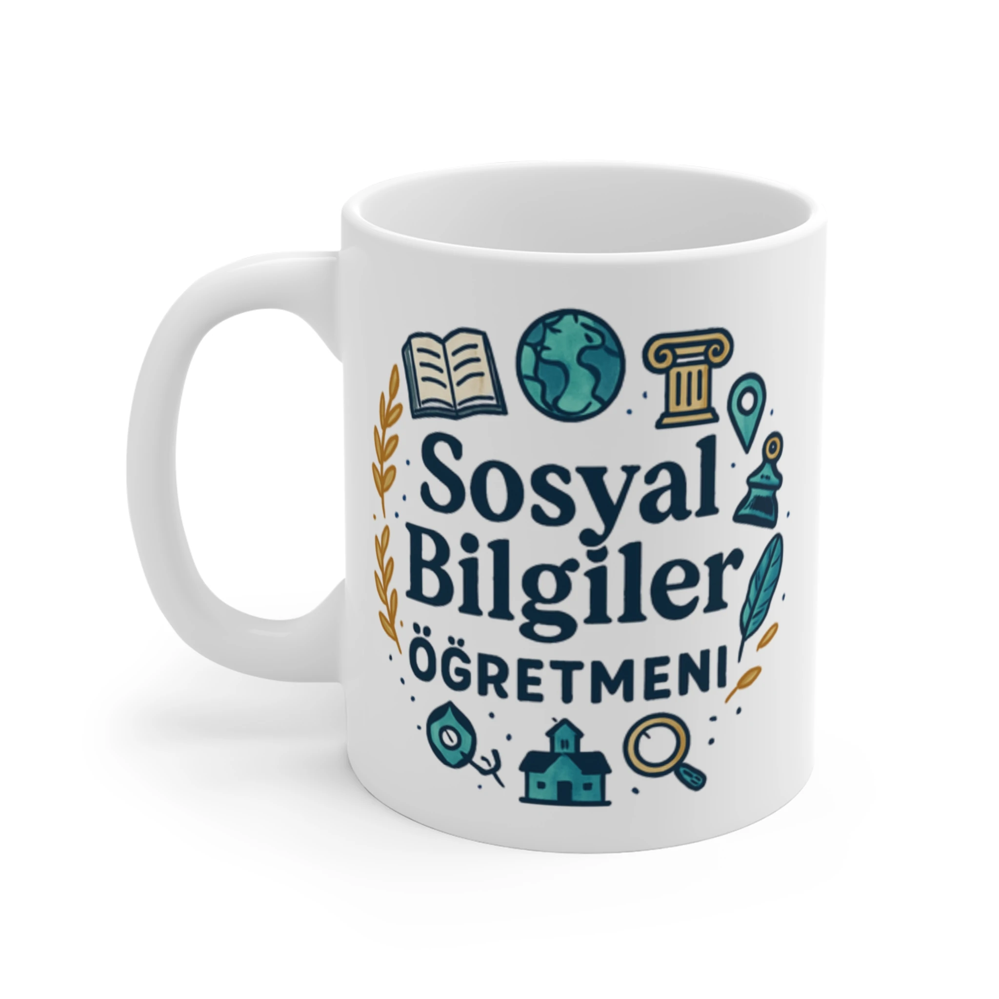Sosyal Bilgiler Öğretmenine Özel Kişiselleştirilebilir Kupa | Öğretmenler Günü Dünya ve Tarih Temalı Hediye