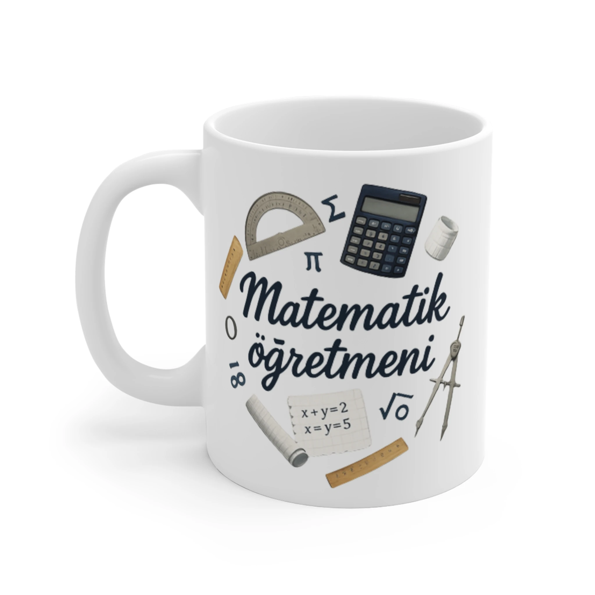 Matematik Öğretmenine Özel Kişiselleştirilebilir Kupa | Öğretmenler Günü Hediye Geometri Temalı
