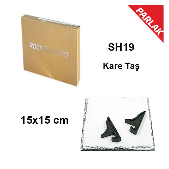 Kişiye Özel Fotoğraf Baskılı 15x15 cm Kare Doğal Kaya Taş (Masaüstü ve Duvar Kullanımına Uygun)
