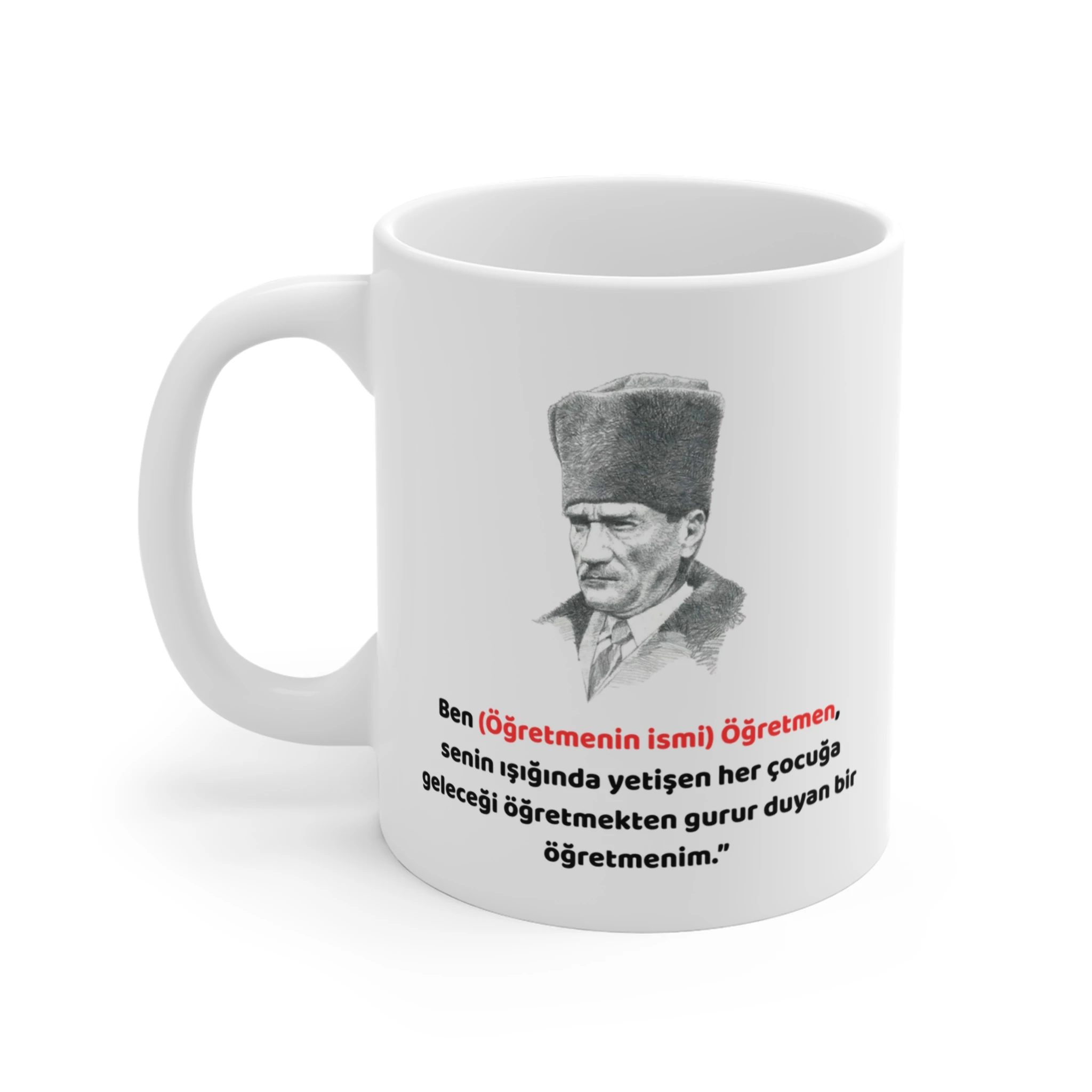 Geleceğe Işık Tutan Öğretmen Kupası - Kalpaklı Atatürk Görselli (İsimli)