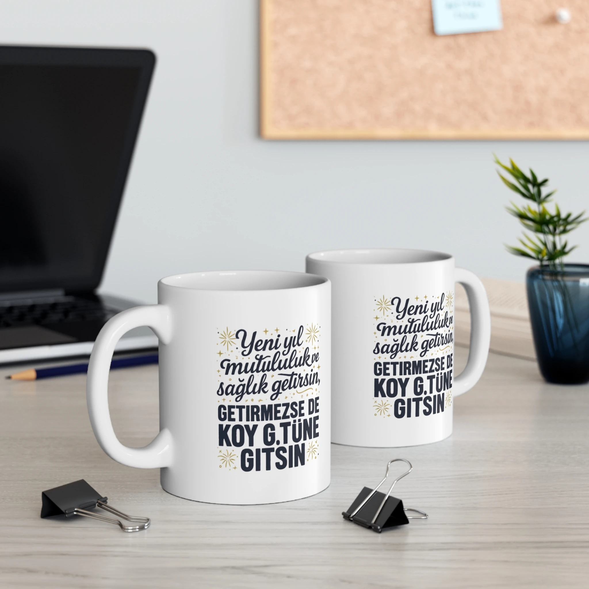 Mizahlı Yeni Yıl Kupası | Komik Yılbaşı Hediyesi Mug | Slogan Baskılı Espirili Kupa Hediye