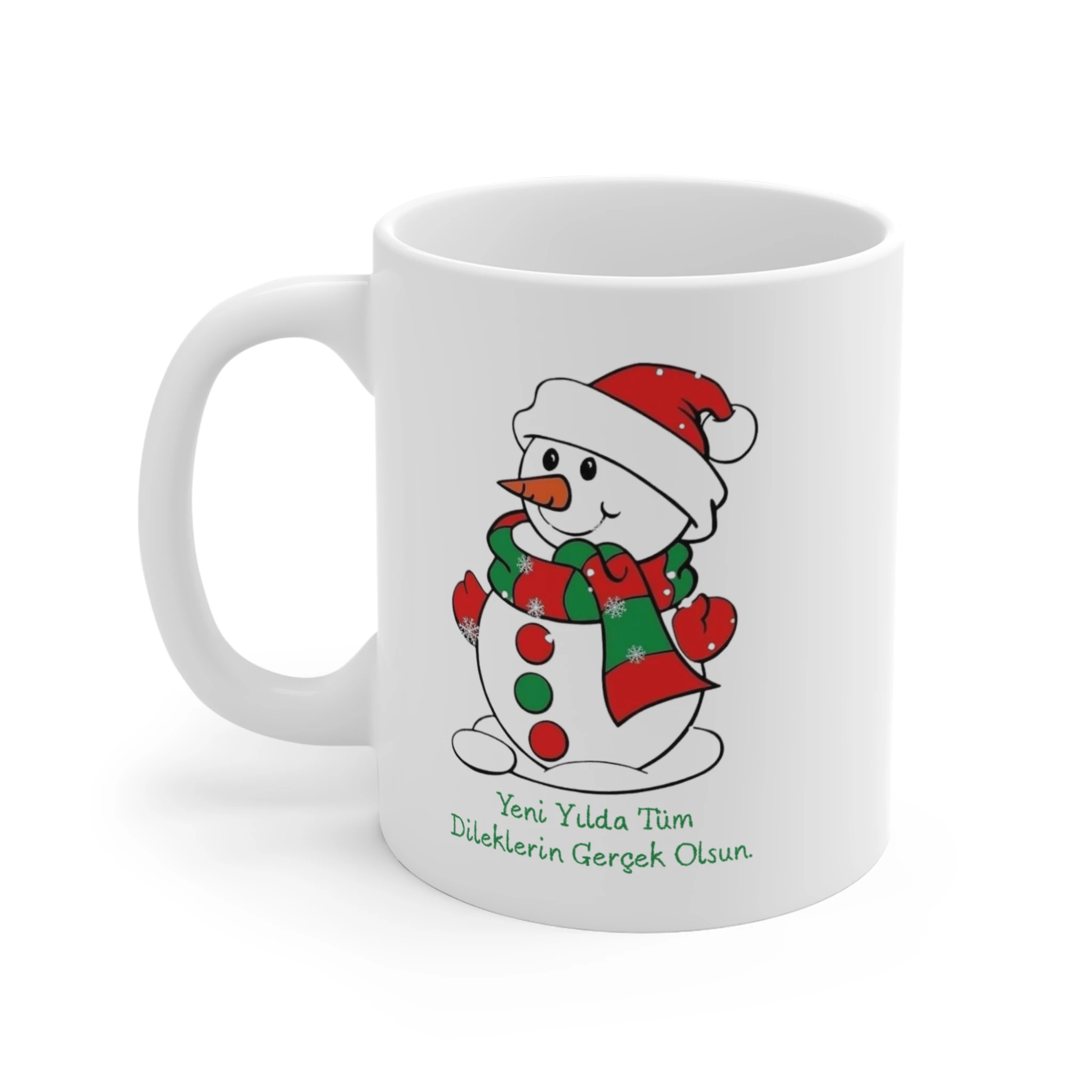 Dilek Gerçekleştirme Kupası | "Yeni Yılda Tüm Dileklerin Gerçek Olsun" Yazılı Kardan Adam Kupa Bardak | Yılbaşı Kutlama Hediyesi