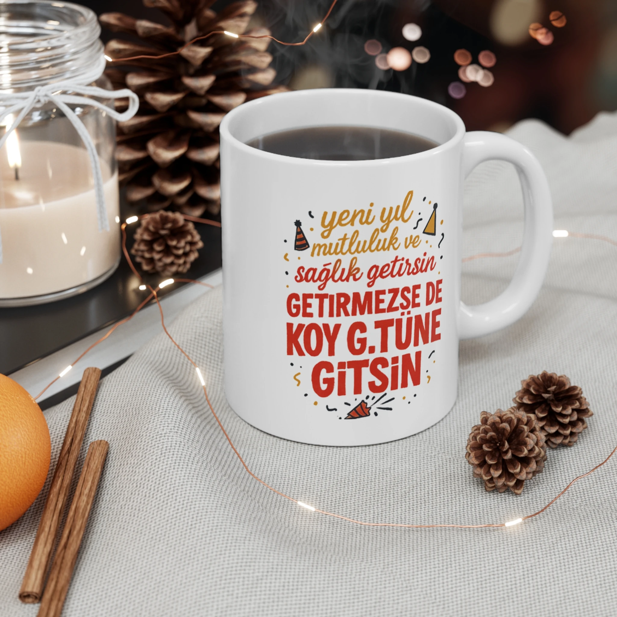 Mizahlı Yeni Yıl Kupası | Komik Yılbaşı Hediyesi Kupa | Slogan Baskılı Espirili Kupa Hediye