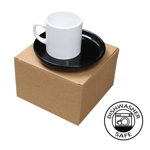 Kurumsal Hediye: Siyah Tabaklı Silindirik Seramik Kişiye Özel Baskılı Türk Kahvesi Fincanı