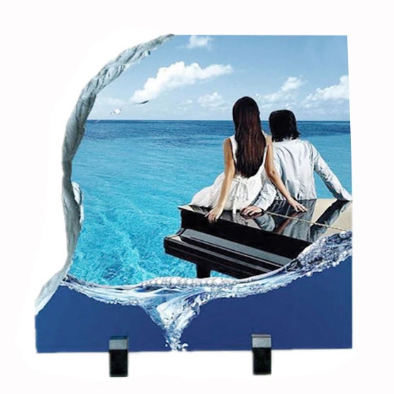 Etkileyici Anılar İçin: 20x20 cm Büyük Boy Kare Doğal Kaya Fotoğraf Plaketi