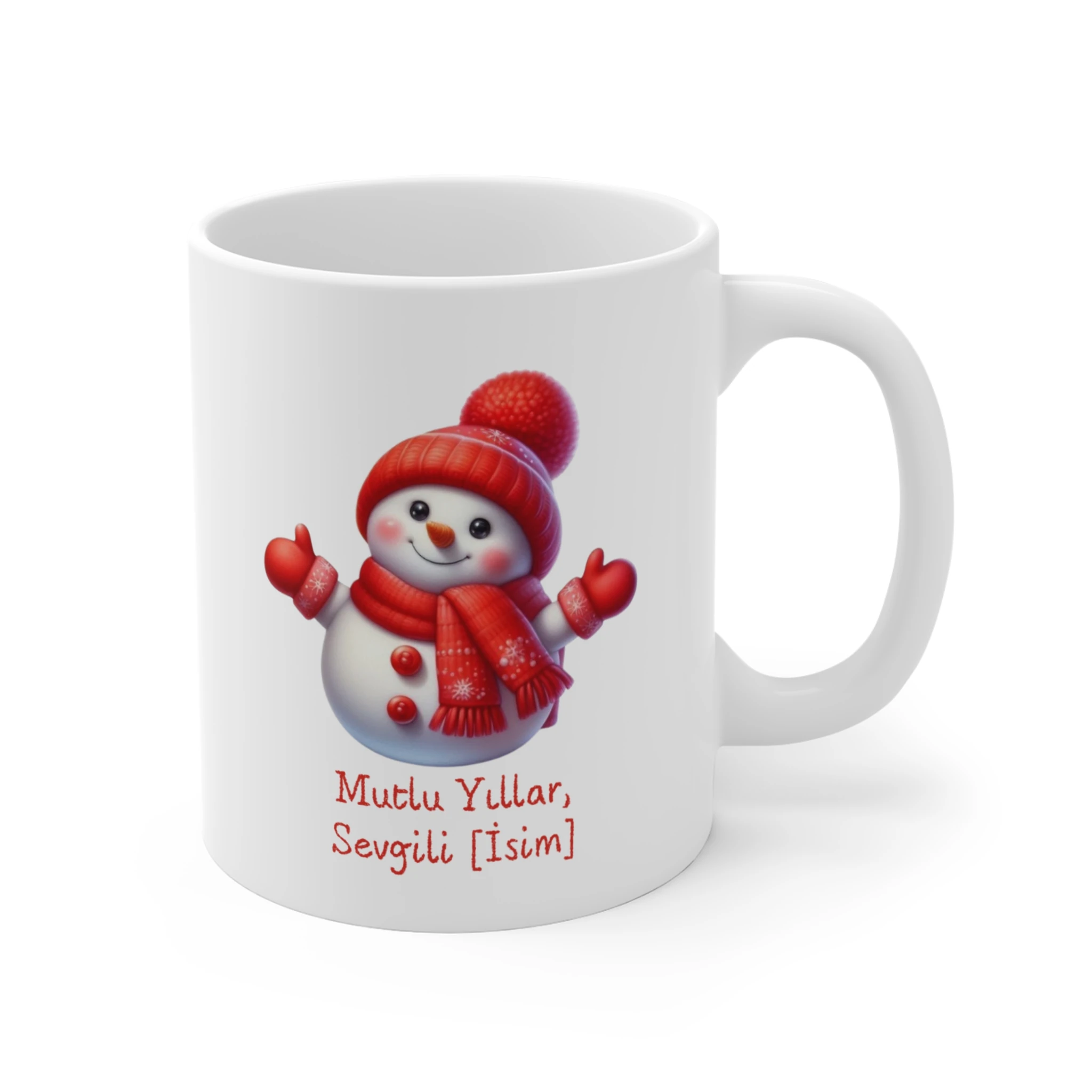 Kırmızı Burunlu Geyik Temalı Kupa: "En Değerli Hediye: Gülümsemen." Yeni Yıl Sevgi ve Neşe Hediyesi