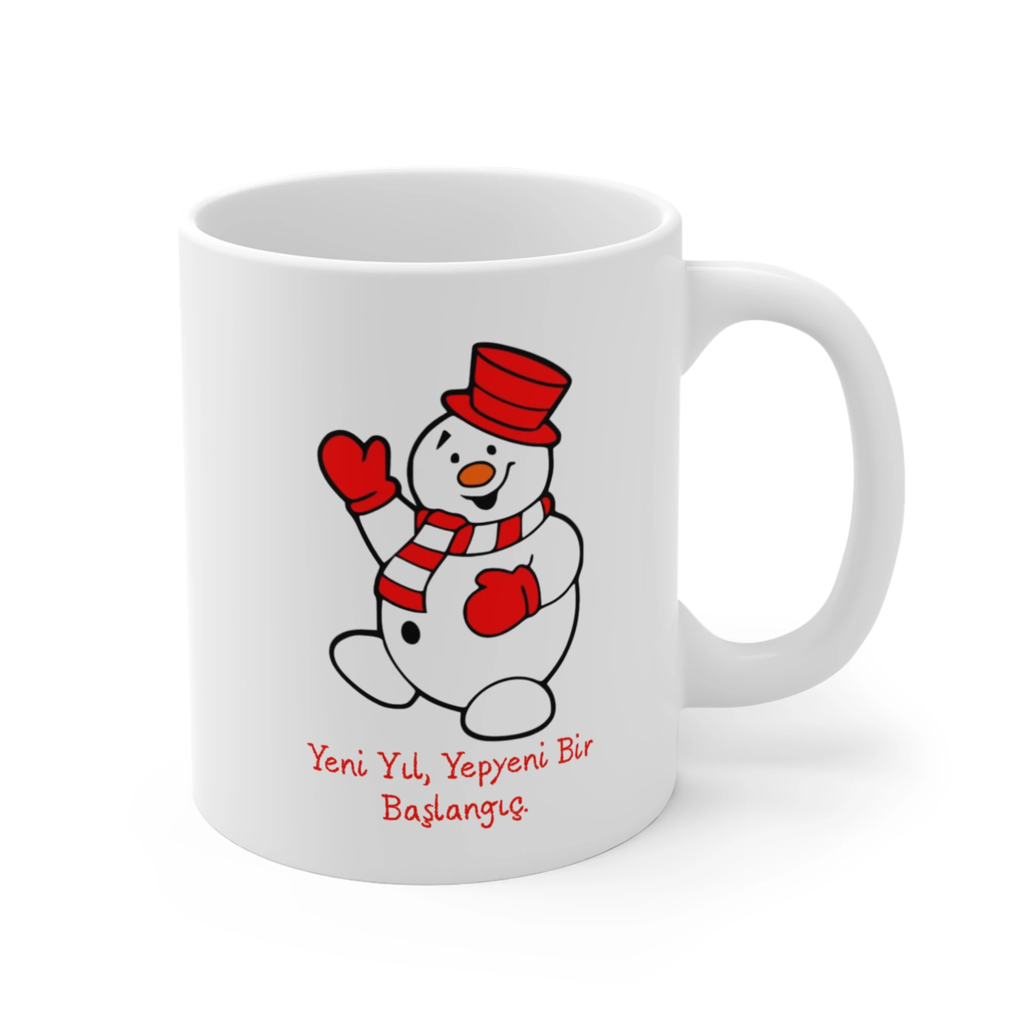Kardan Adamlı Yeni Başlangıç Kupası | "Yeni Yıl, Yepyeni Bir Başlangıç" Yazılı Yılbaşı Temalı Kupa Bardak | Motivasyon Hediyesi