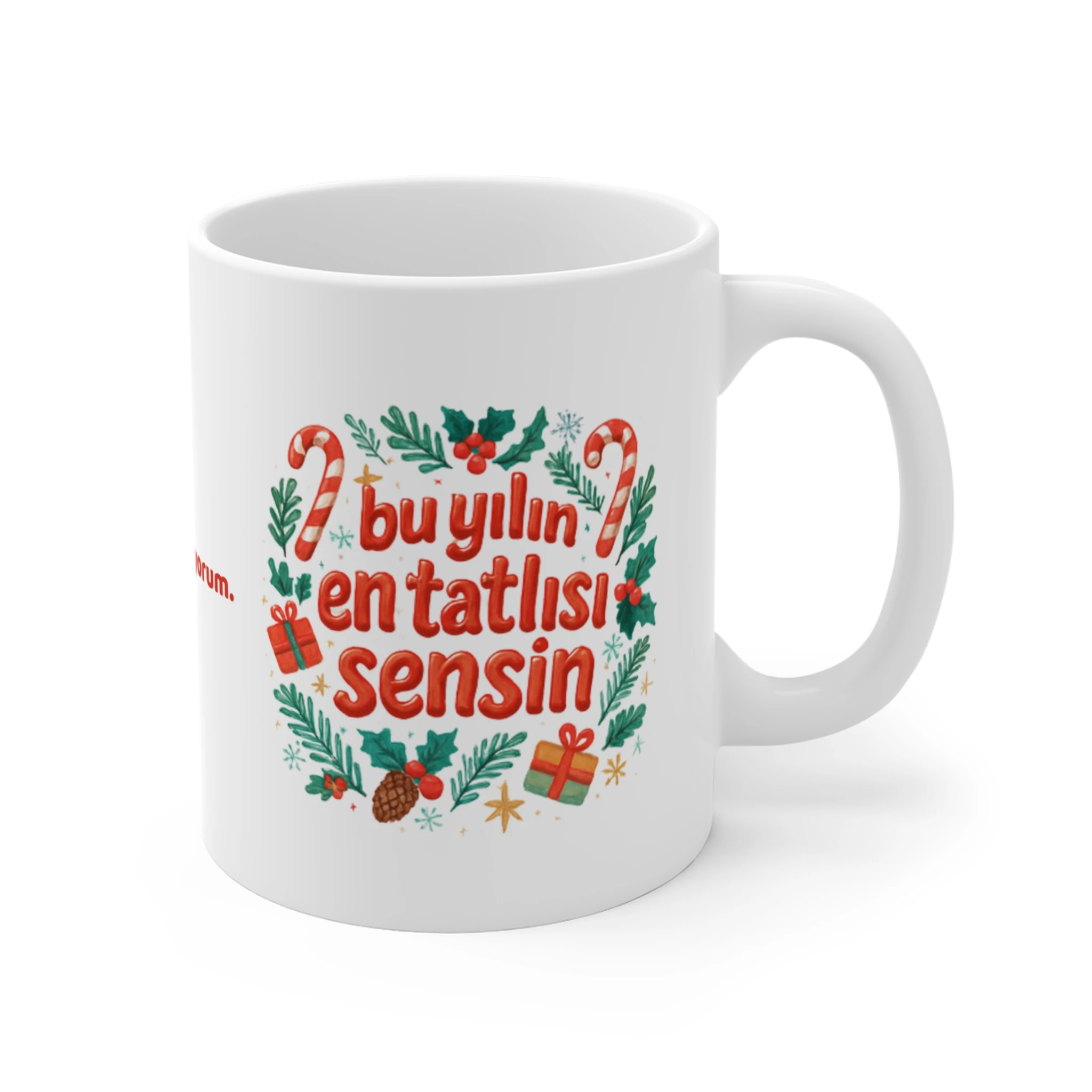 Bu Yılın En Tatlısı Sensin Kupa | Sevgiliye Yılbaşı Hediyesi | Kişiye Özel Yeni Yıl Şeker Temalı Kupa Bardak