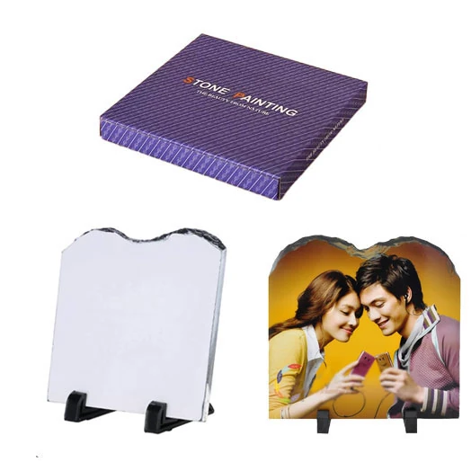 Kişiye Özel Hediyelik 20x20 cm Kare Doğal Kaya Fotoğraf Plaketi