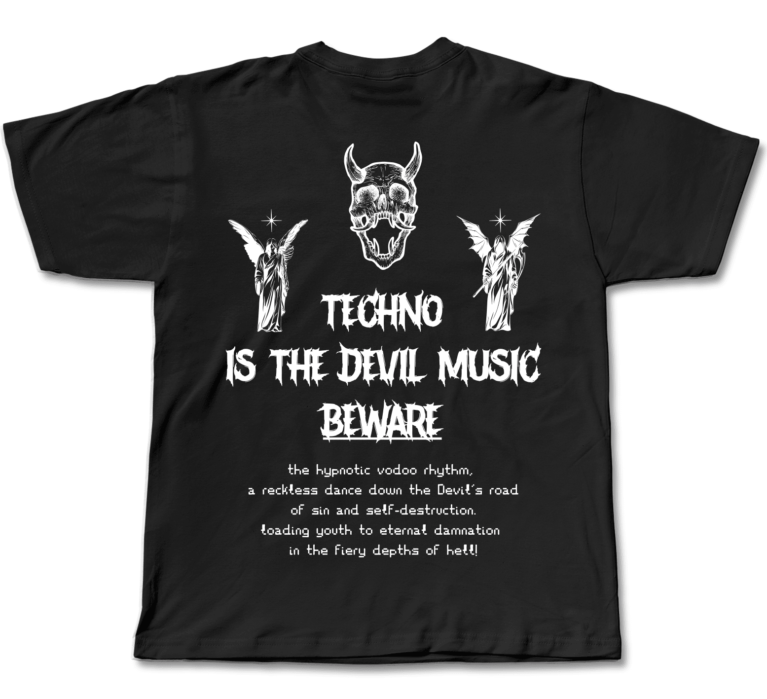 CUCIWEAR OVERSIZE TECHNO IS DEVIL MUSIC T-SHIRT