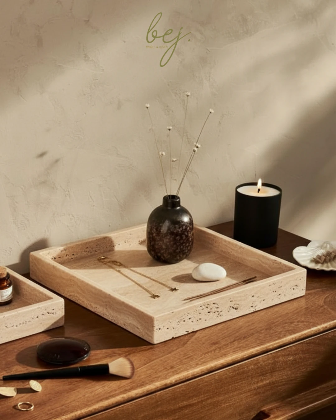 Traverten Kare Tepsi