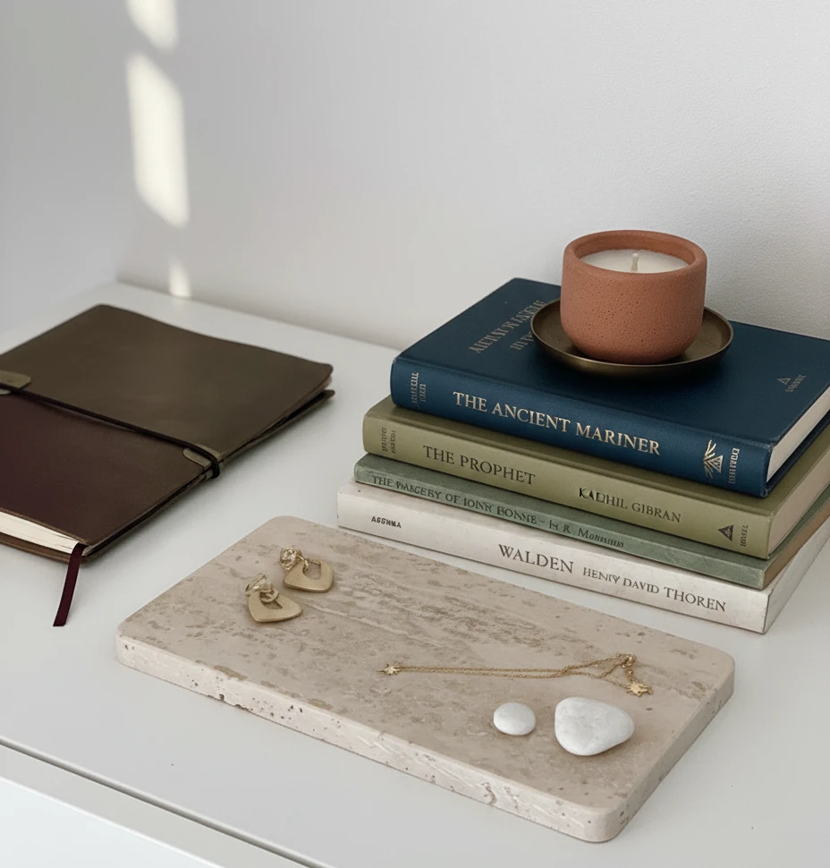 Traverten Düz Tepsi