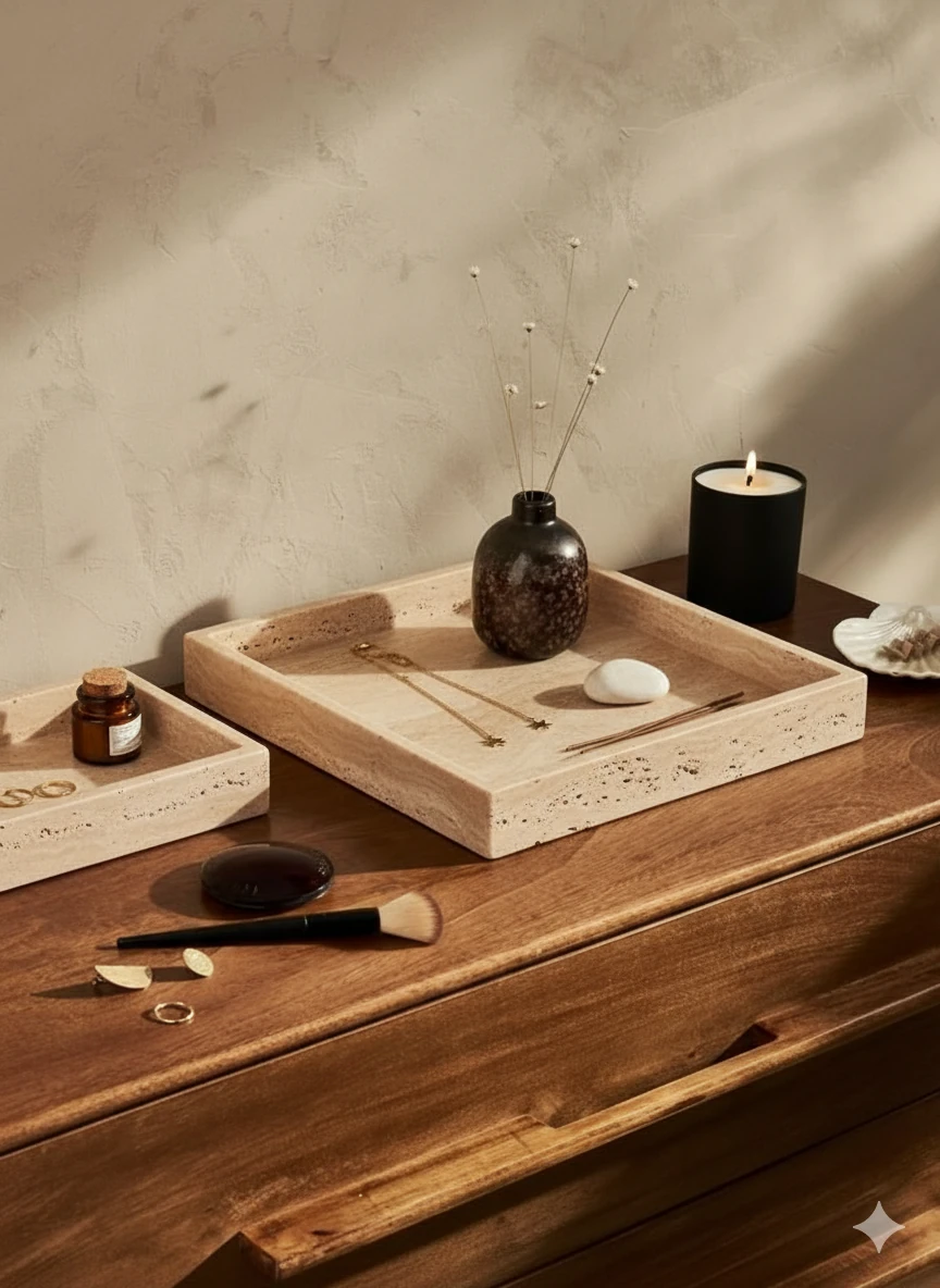 Traverten Kare Tepsi