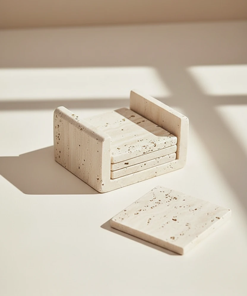 Traverten Bardak Altlığı (6'lı Set)