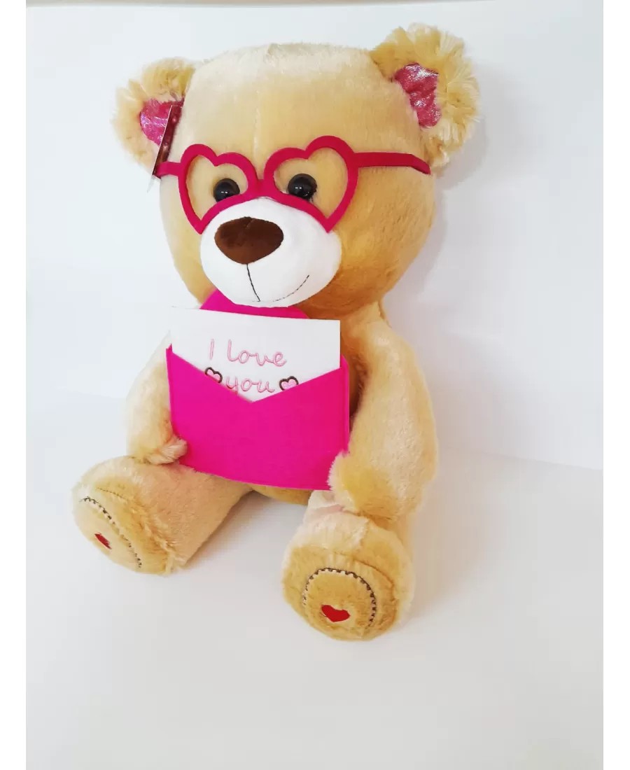 Mektup Tutan Gözlüklü Peluş Ayıcık 37 cm