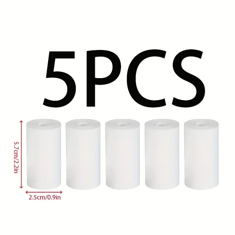 Fotoğraf Kağıdı Termal 5 li set 57 mm x 25 mm, Mini Termal Yazıcı