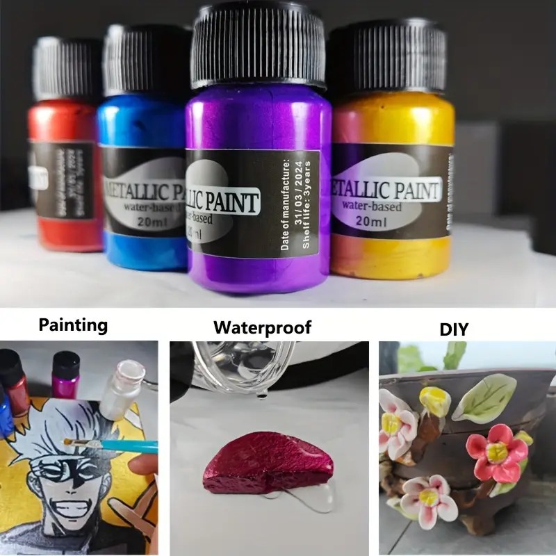 Metalik Akrilik Boya 20ml 6 Renk 