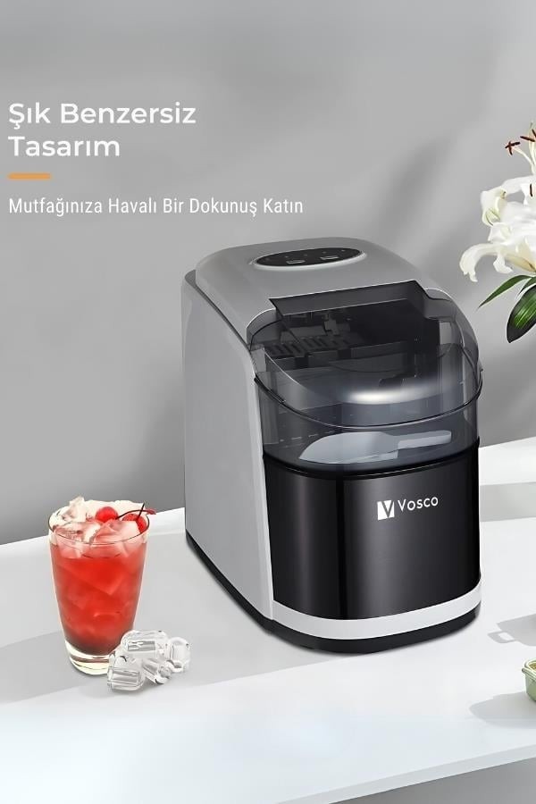 Vosco Set Üstü Buz Makinesi 12 Kg Gri