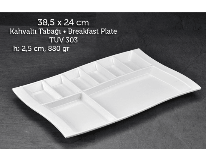 Tuva Therm 6'lı Kırılmaz Kahvaltı Tabağı 39X25 cm