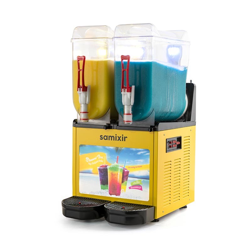 Samixir SLUSH24 Allure Twin Ice Slush Granita Meyve Suyu Dispenseri, 12+12 L, Sarı