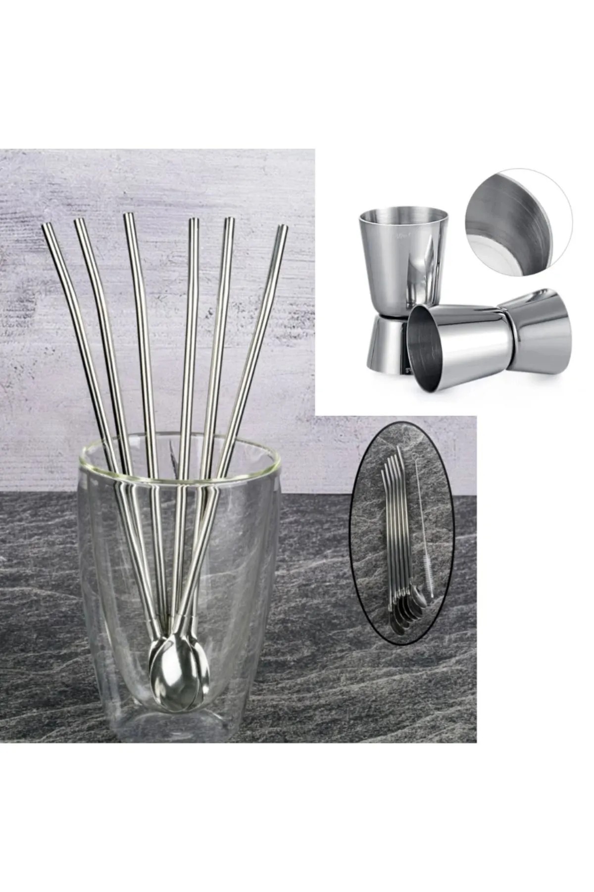 2'li Set Kaşıklı Pipet jigger 20/40 cl 