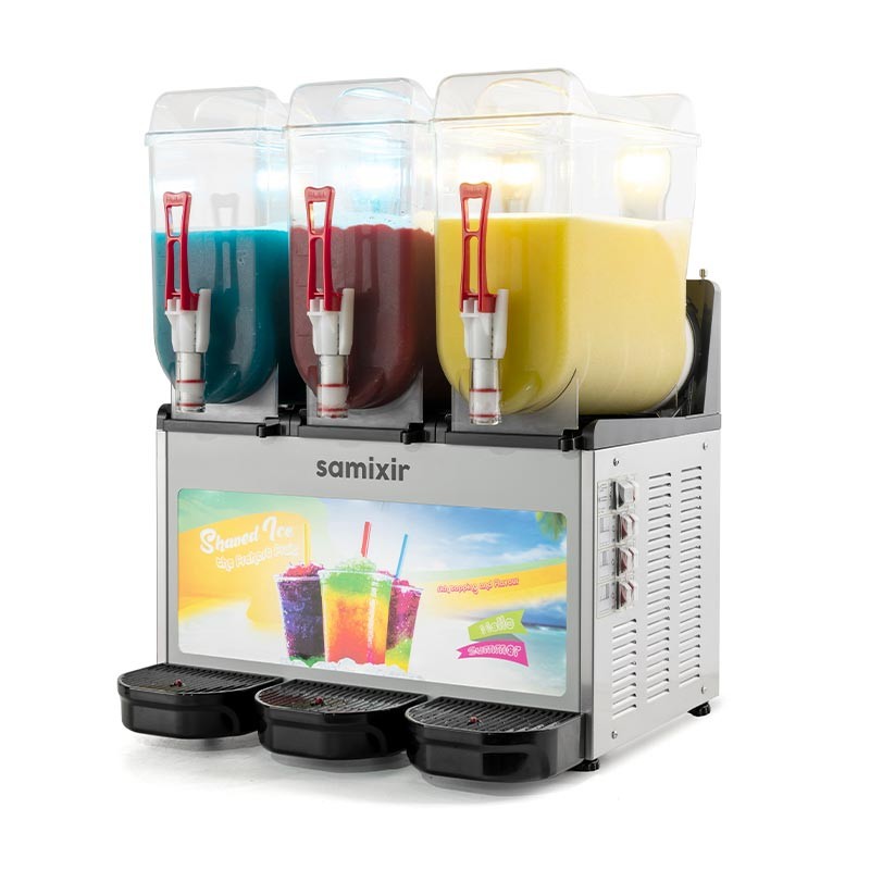 Samixir SLUSH36 Allure Triple Ice Slush Granita ve Soğuk Meyve Suyu Dispenseri, 12+12+12 L, Inox