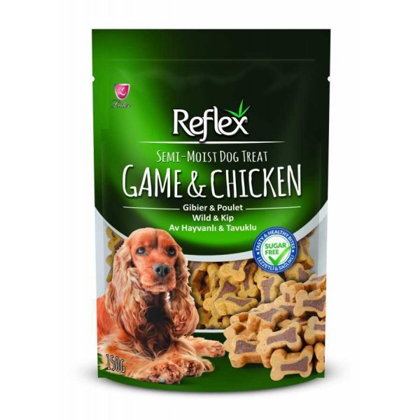 Reflex Yarı Yumuşak Köpek Ödül Maması Av Hayvanlı ve Tavuklu 150 Gr FR-202