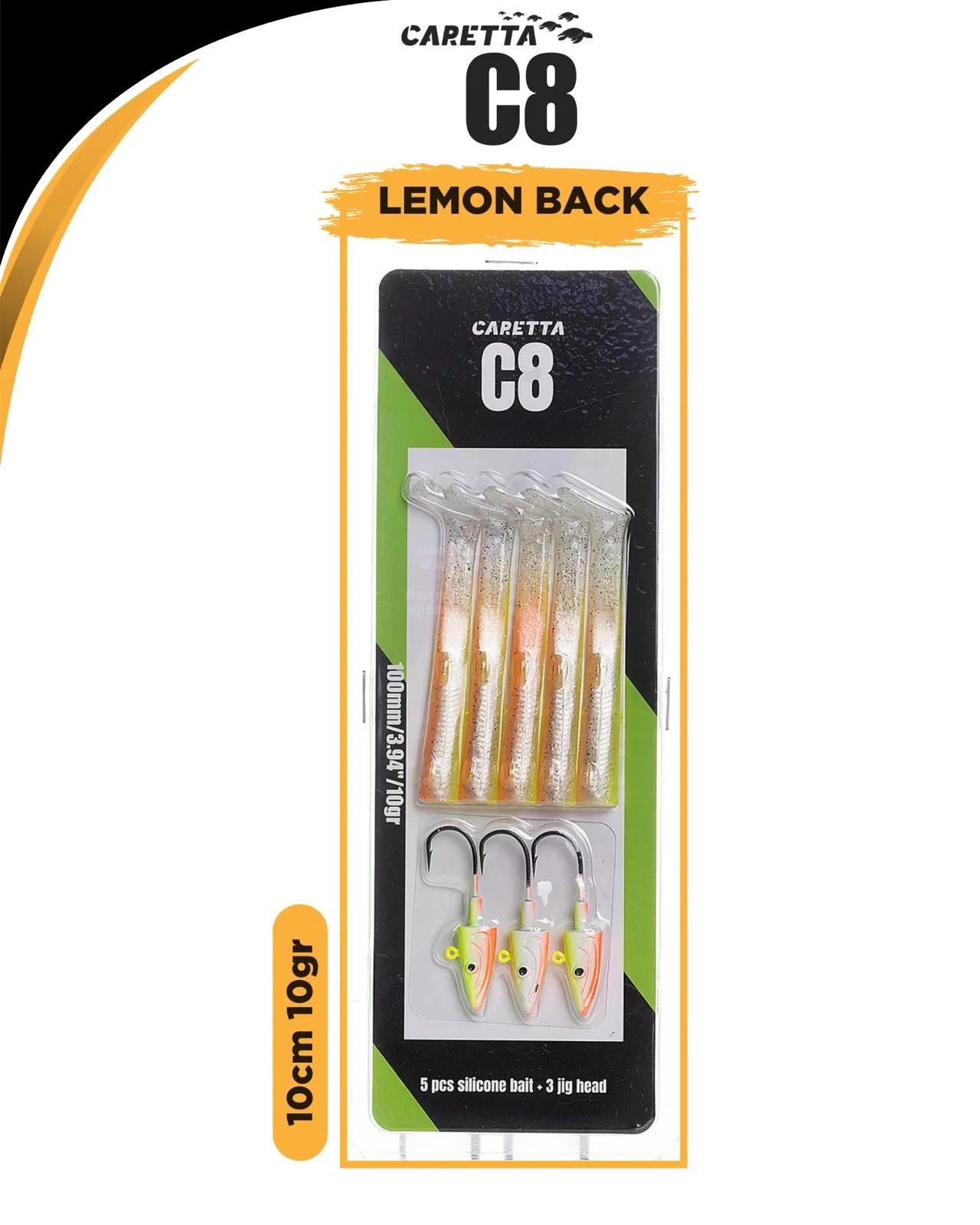 CARETTA C8 10cm 10 gr Silikon Balık - LEMON BACK