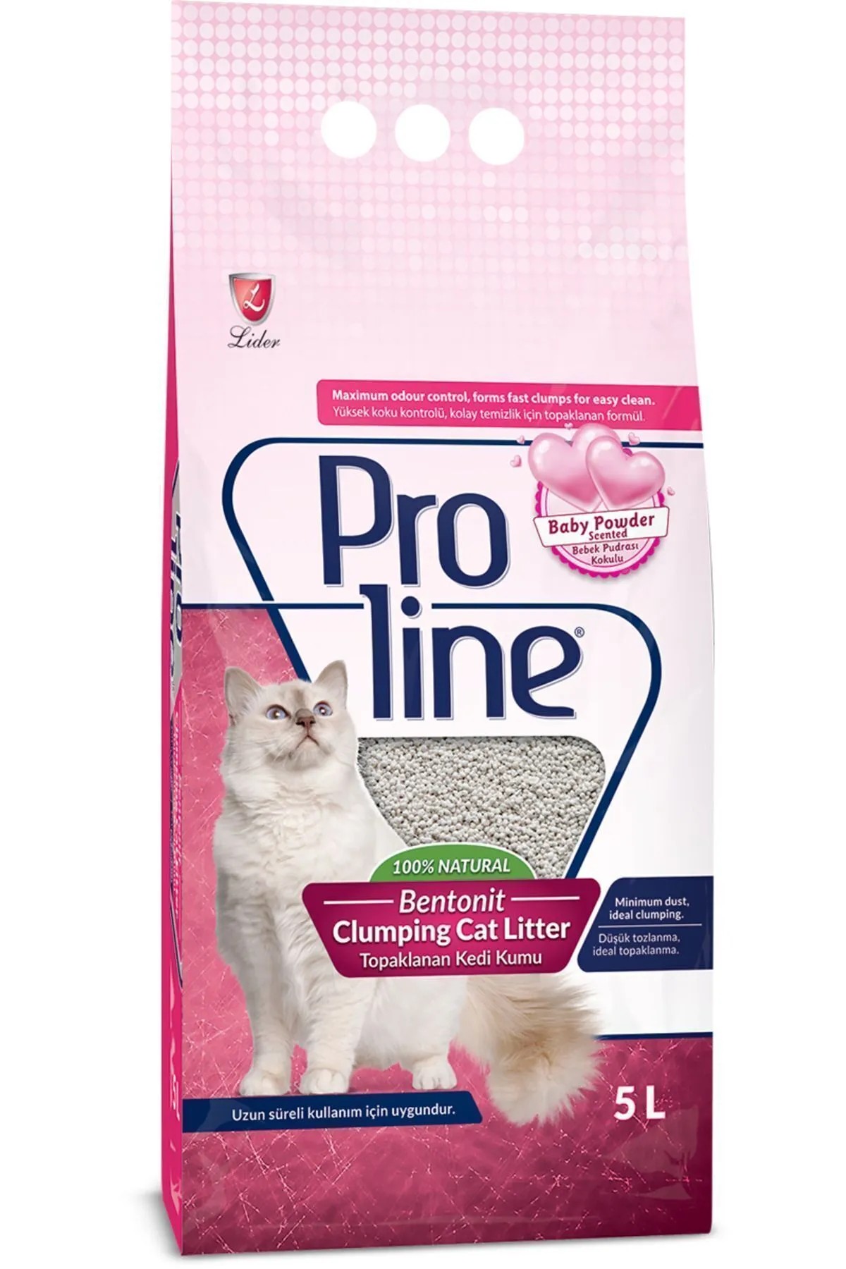 Proline Bebek Pudrası Kokulu Bentonit Kedi Kumu 5 Lt