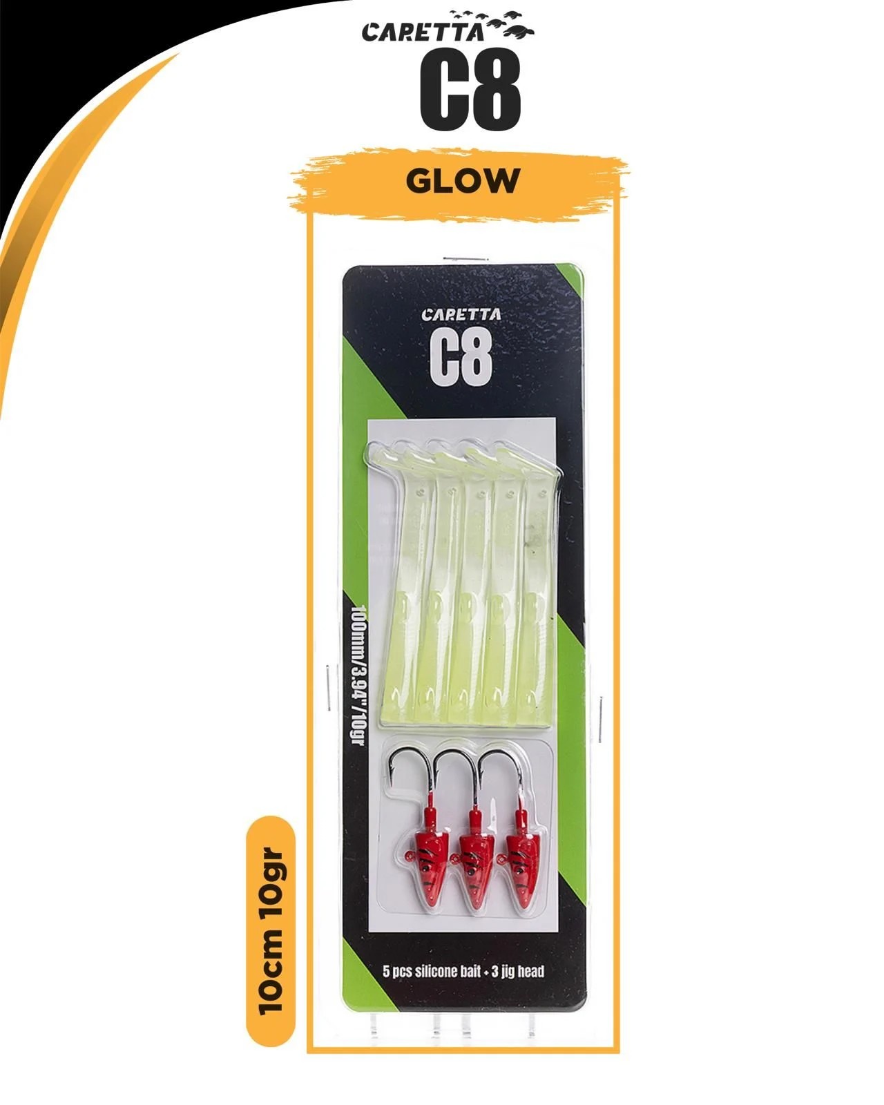 CARETTA C8 10cm 10 gr Silikon Balık - GLOW