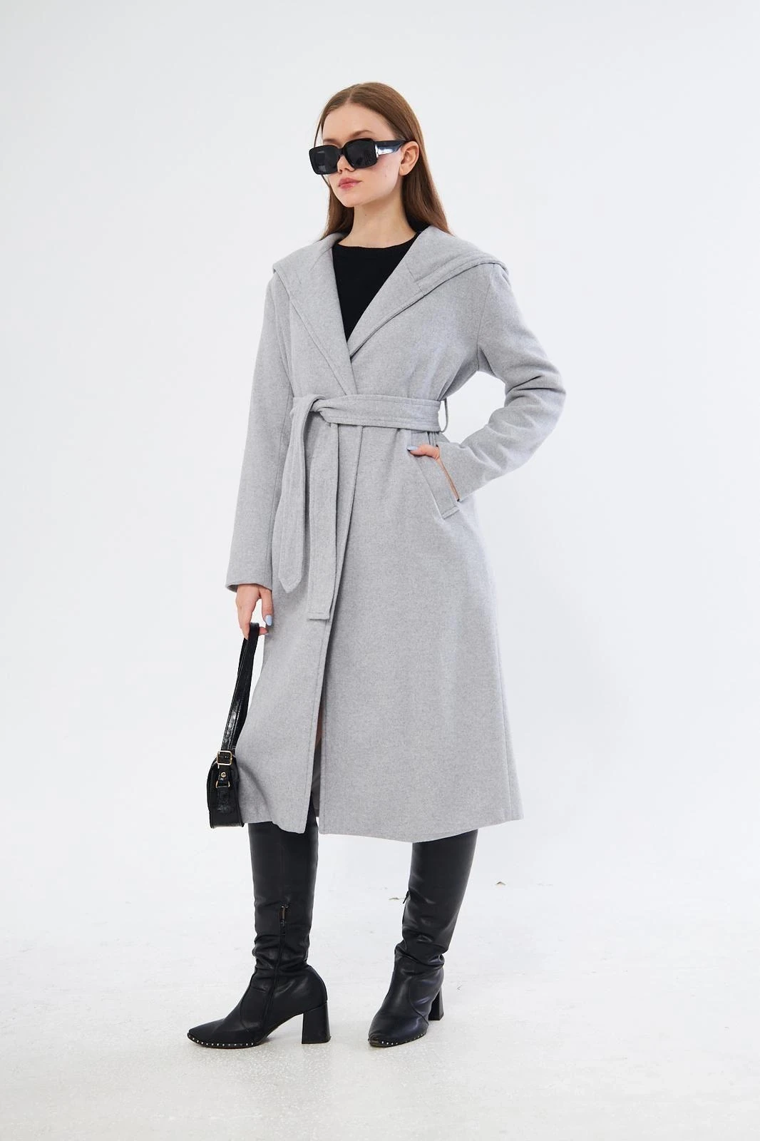 kapşonlu kaşe kaban