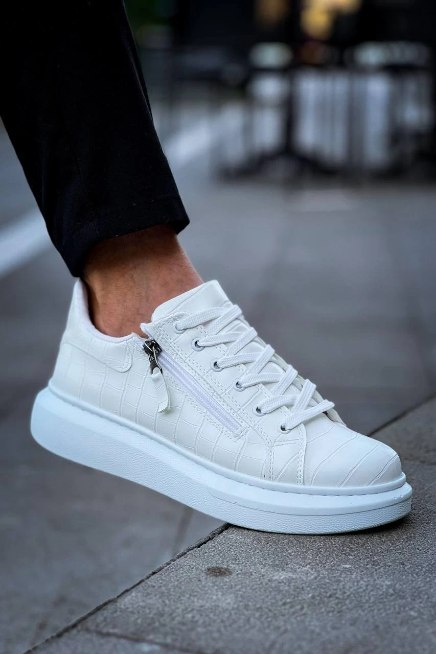 KB-309  Kuback Beyaz Fermuar Ve Bağcıklı  Günlük Erkek  Ayakkabı