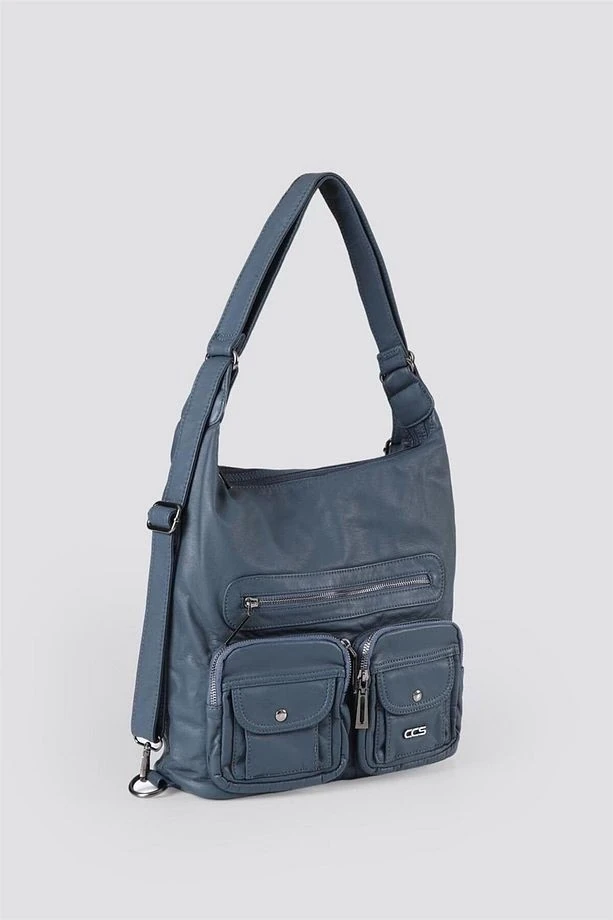 Kinya Mavi Cilt Omuz Çantası