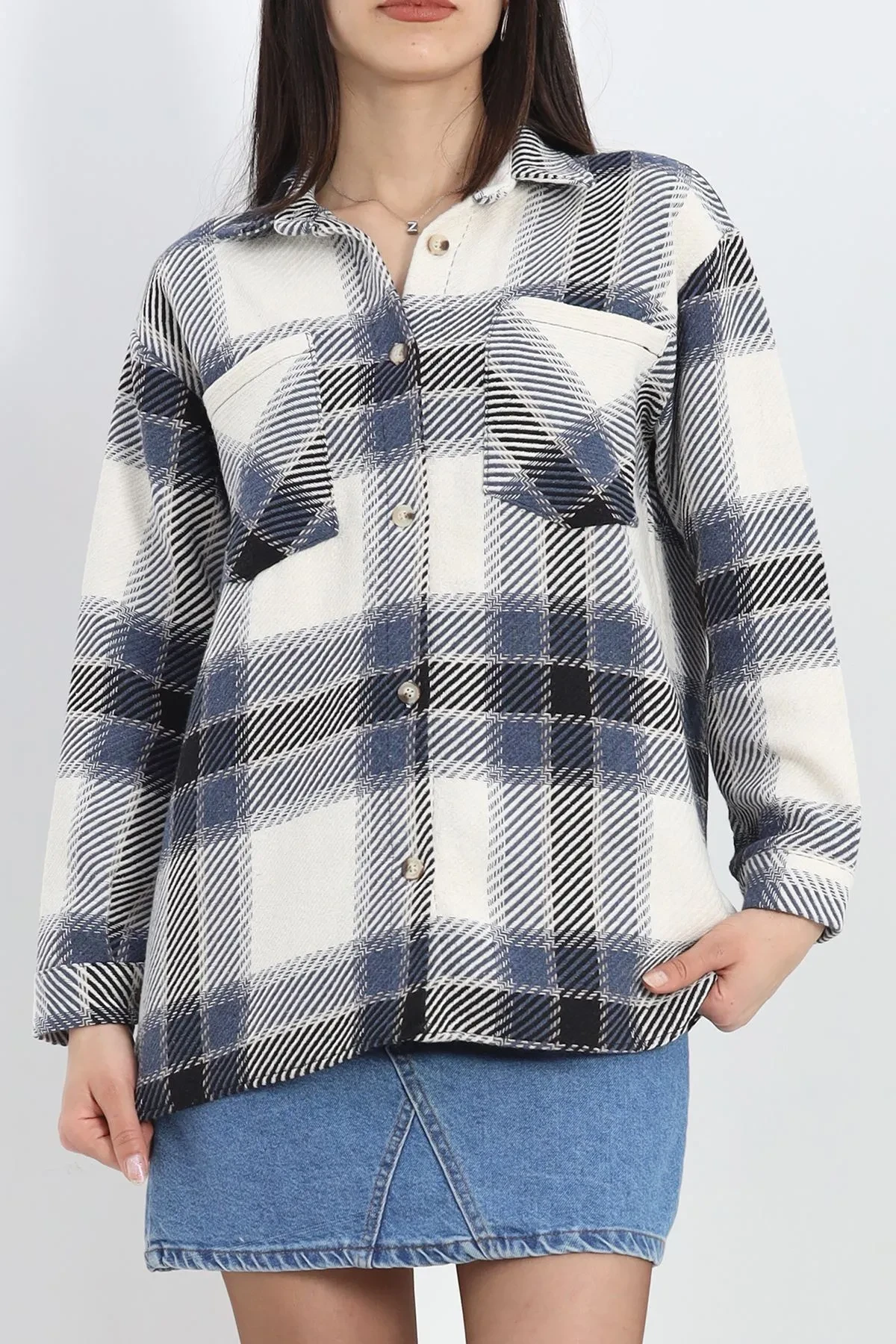 Oduncu gömlek siyah krem laci cepli s1874