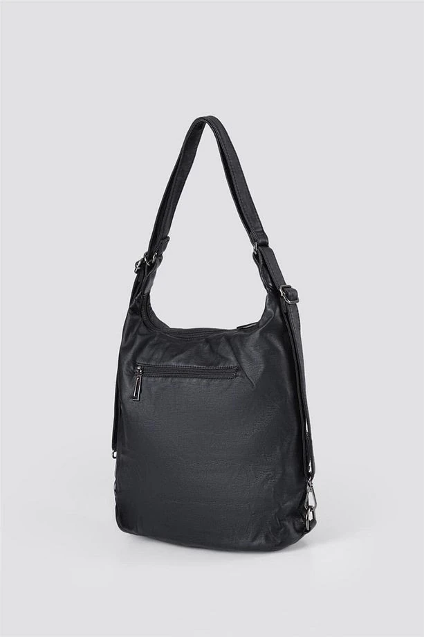 Kinya Siyah Cilt Omuz Çantası