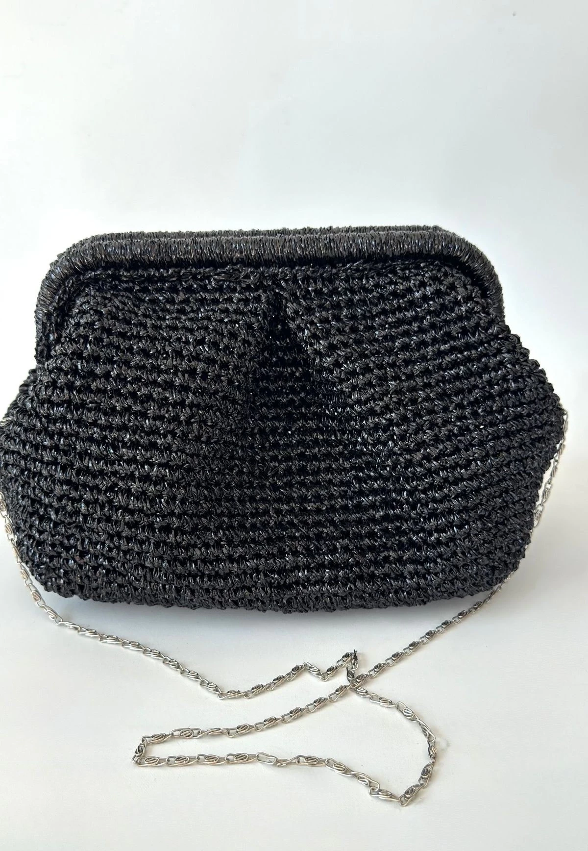 Froy Siyah Parlak Örgü Çanta