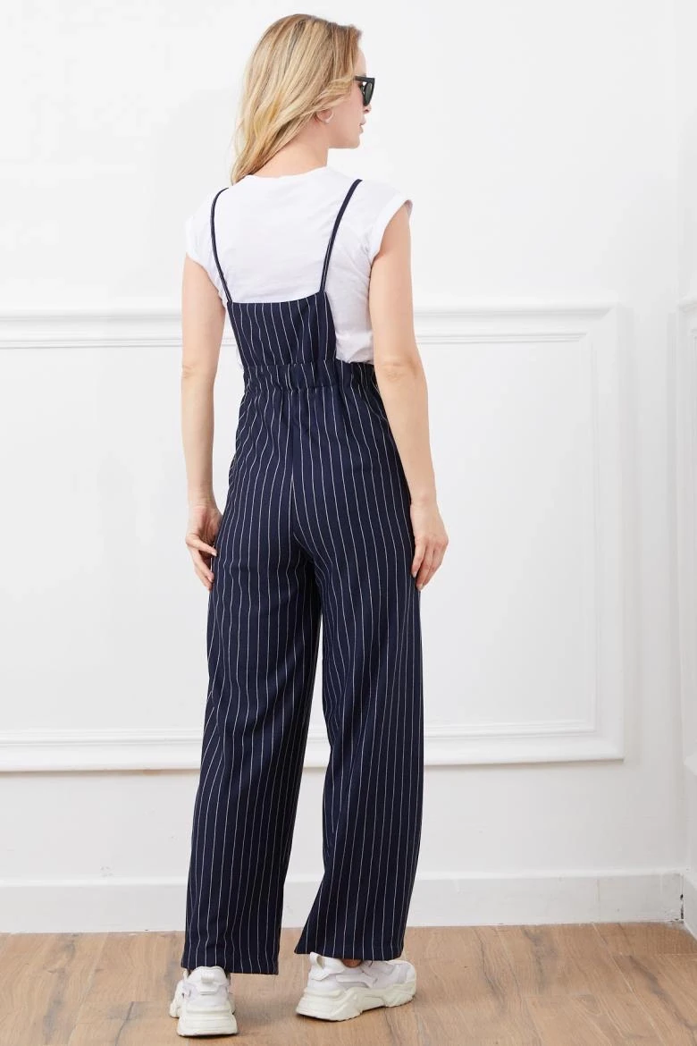 İp askılı beli lastikli tulum