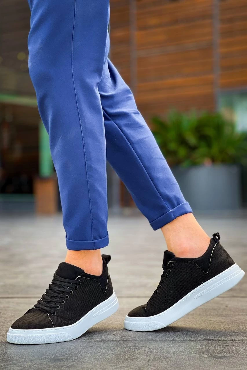 KB-X204 Kuback Siyah Keten Beyaz Yüksek Taban Günlük Erkek Spor Ayakkabı