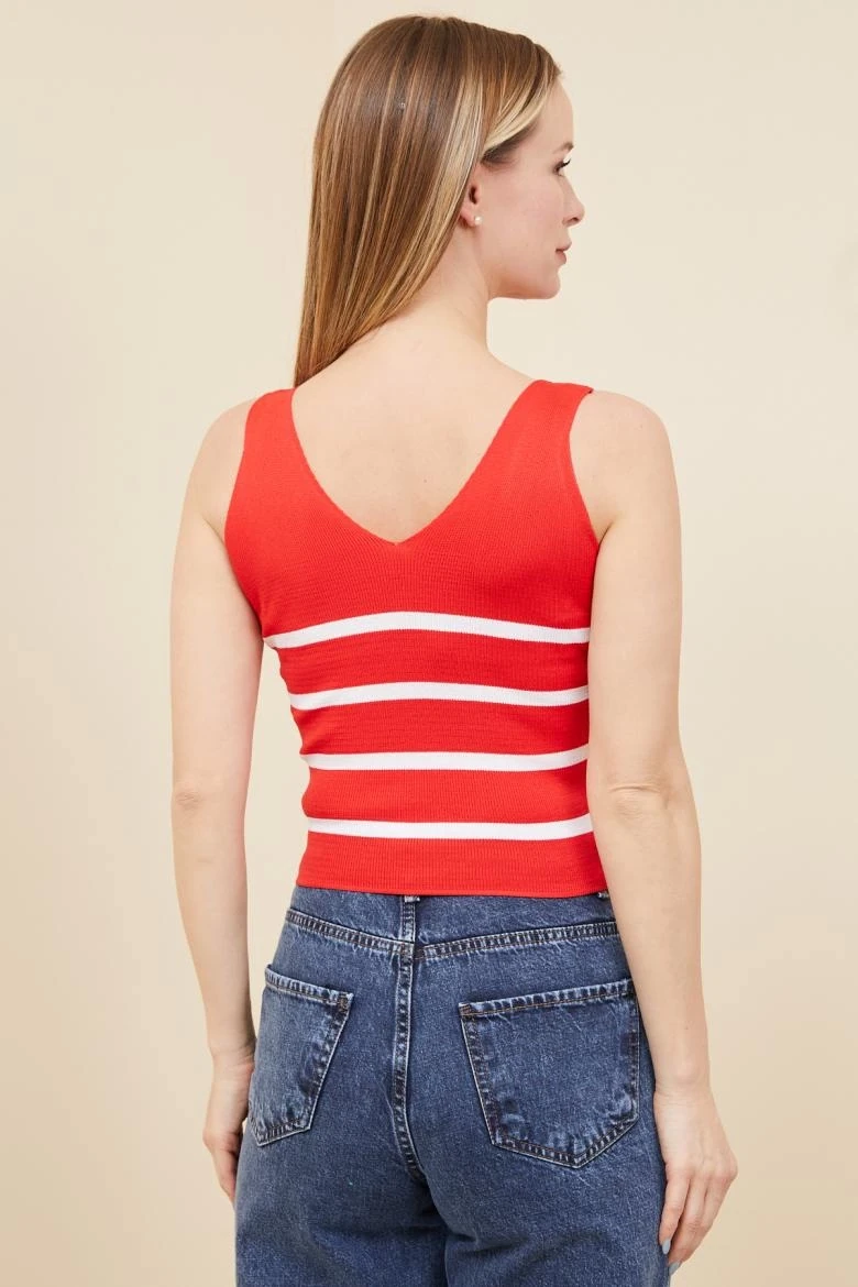 V yaka çizgili triko atlet