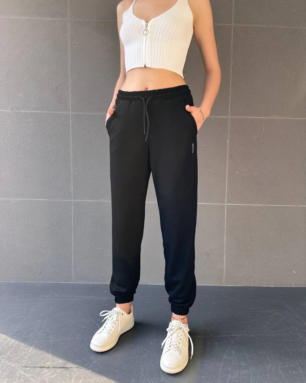 paça lastikli rahat kumaş eşofman siyah