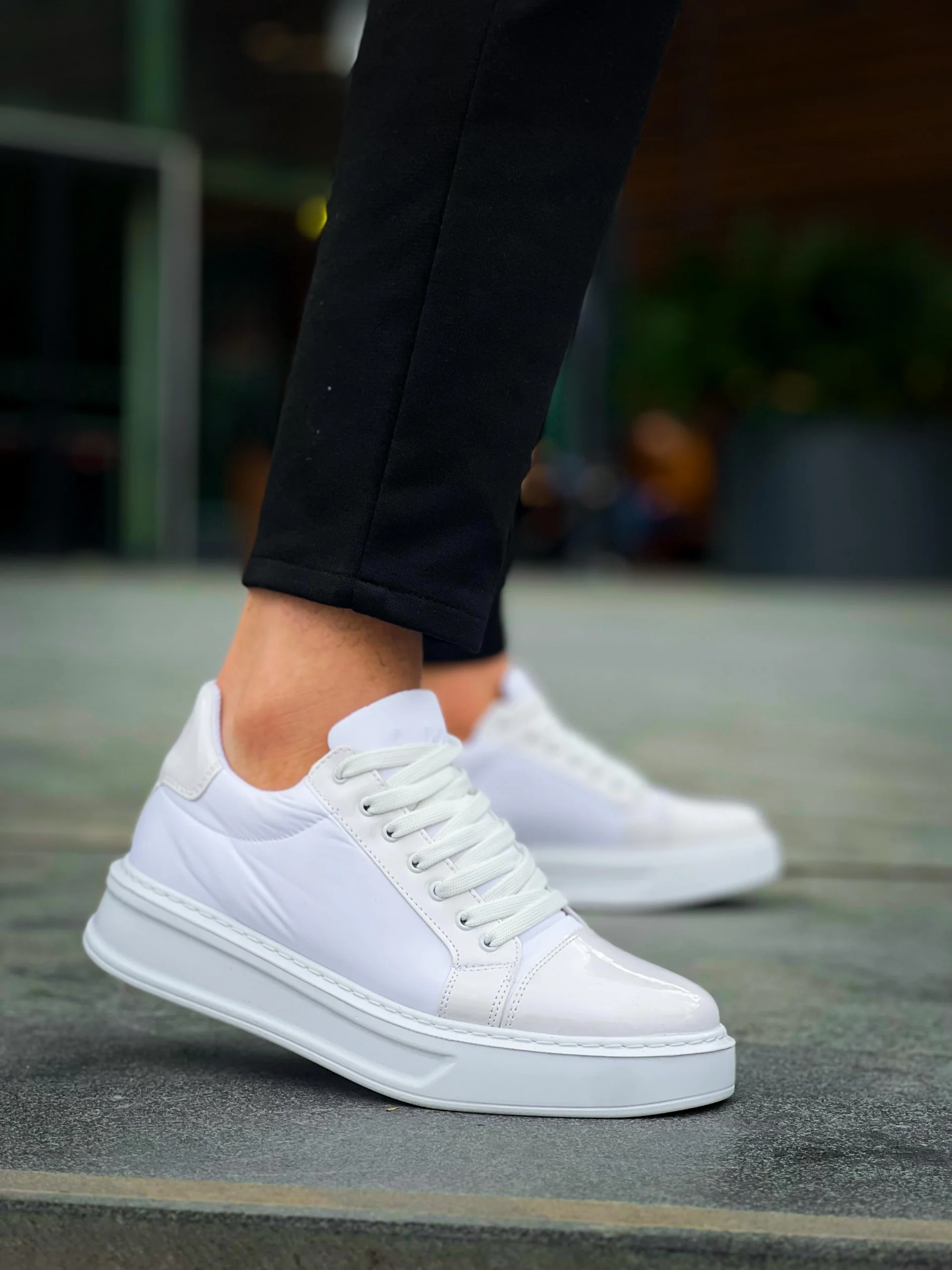 KB-X46 Kuback Beyaz Rugan Yüksek Beyaz Taban Günlük Spor Ayakkabı