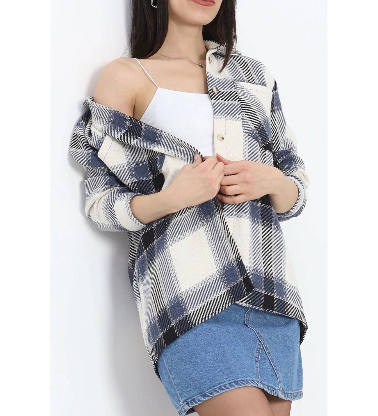 Oduncu gömlek siyah krem laci cepli s1874