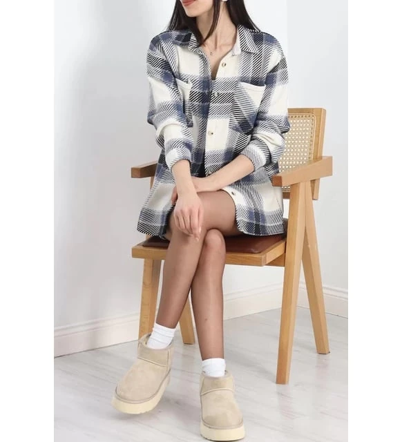 Oduncu gömlek siyah krem laci cepli s1874