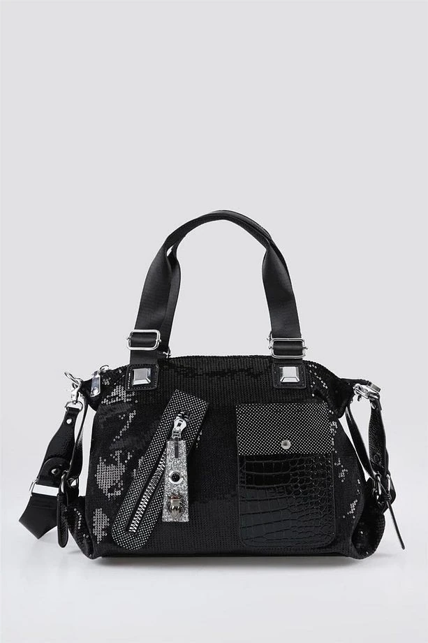 Merli Siyah Cilt Omuz Çantası