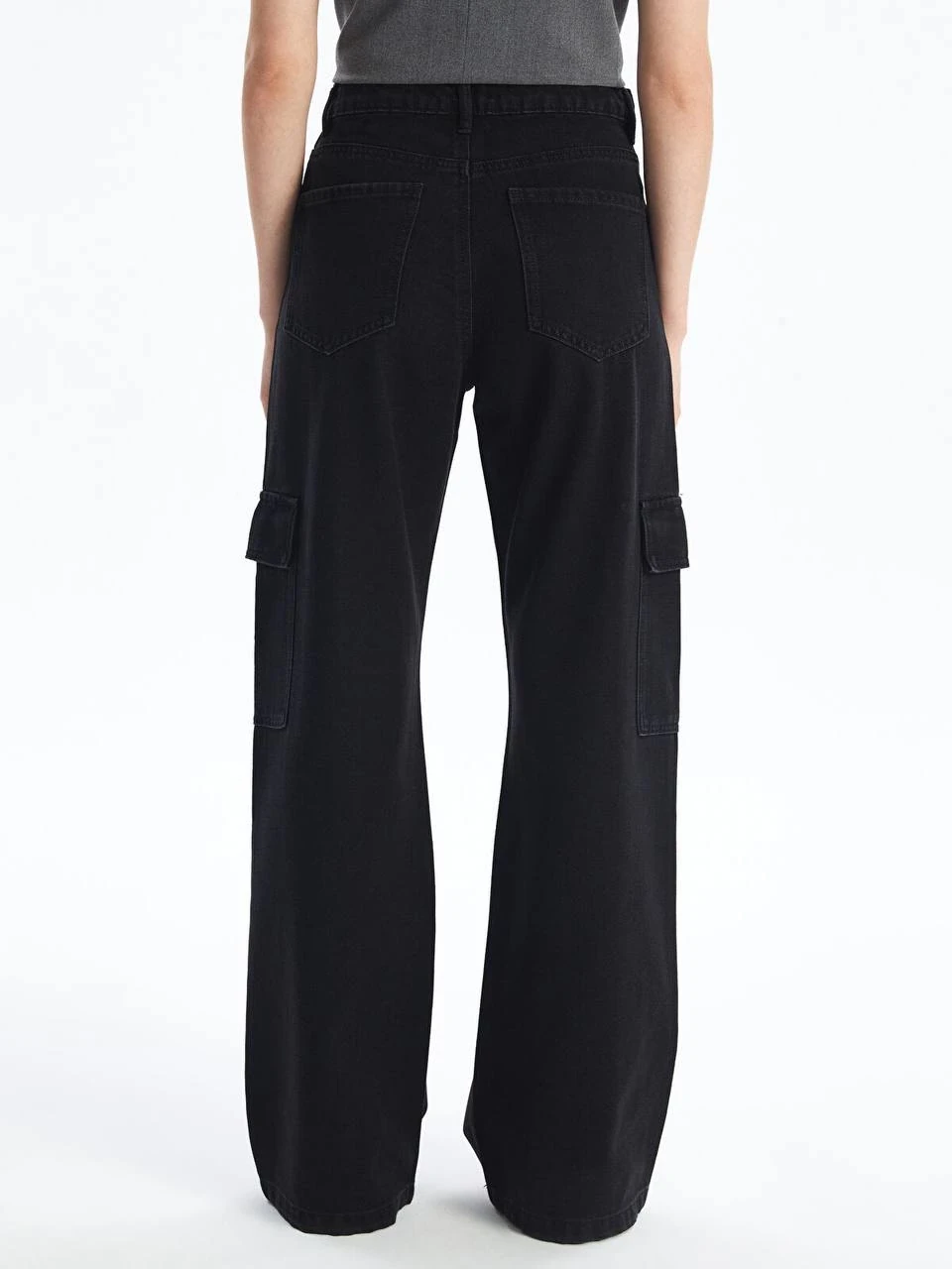 Kargo cep jeans pantolon siyah