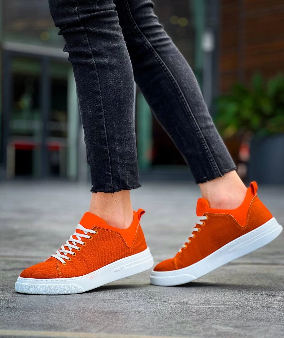 KB-X204 Kuback Turuncu Keten Beyaz Yüksek Taban Günlük Erkek Spor Ayakkabı
